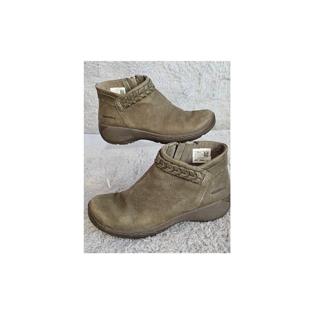 Merrell Encore Braided Bluff Q2 Comfort Leather Ankle‎ Boots Women Size 7 Brown